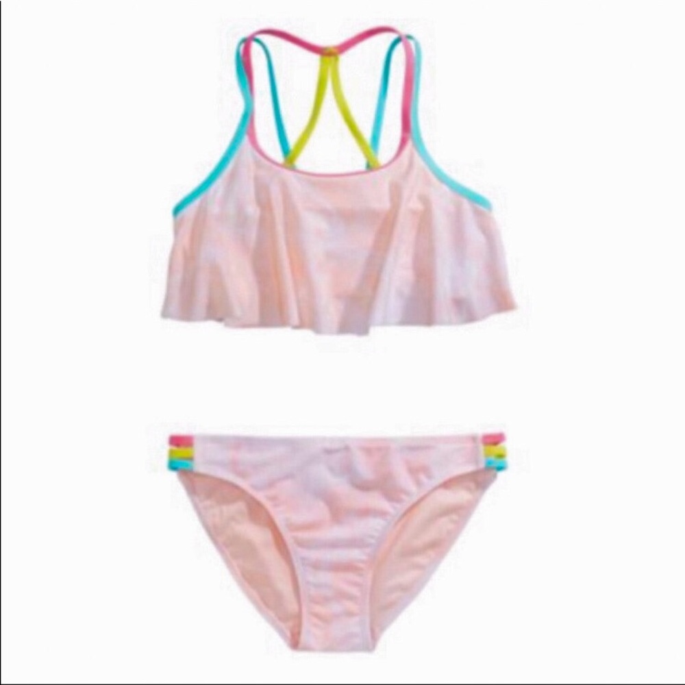 - Ideology S Girls Pink Tie Dye Flounce Bikini! NEW!